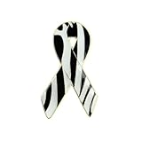 Clj Charles Le Jeune Zebra Ribbon Pin - Black and White - Rare Diseases - Engaged - Quality Finish - Pin - Badge - Pins Engages