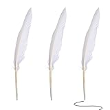 White Goose Feather Quill Pens Feather Signing Pen Black Ink for School Office Birthday Party Favor (3)