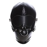 Full Face Leather Masks Blindfold Mouth Masks Cosplay Head Hood Masks Lacing Soft Face Masks