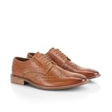 Catesby Churchill Premium Leather Mens Shoes Brogues Lightweight Comfort Padded Wedding Formal Shoes for Men, Tan, UK 11
