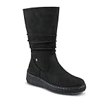 Pavers Mid Calf Wedged Slouch Boots - Black Size 3