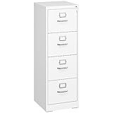 YITAHOME 4 Drawers Filing Cabinets, Lockable Vertical File Cabinet for Letter/Legal/A4 Size, Anti-tipping File Drawer Storage Cabinets with Cue Card Slot for Home Office, White, 45.8 x 45 x 133cm