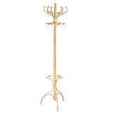 Multigot Rotating Coat Stand Rack, Wooden Freestanding Clothes Hanger Rack with 12 Hooks, Scarf Umbrella Storage Floor Tree for Entryway Hallway Bedroom (Oak)