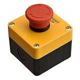 Heschen Red Sign Emergency Stop Switch Push Button Switch 660V 10A with Box (1)