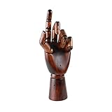 KUROFLY Wooden Hand Model for Artists, Articulated Mannequin Left Hand Figure, 10.2-inch Flexible Fingers Jewelry Holder for Sketch Art, Drawing, and Display