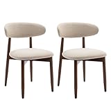 COLAMY Modern Dining Chairs Set with Wooden Legs – Upholstered Fabric Dining Room Chairs with Curved Backrest, Soft Cushion Seat, and Sturdy Rubberwood Frame for Kitchen, Living Room, or Café