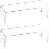 Frcctre 2 Pack 12" Large Clear Acrylic Display Risers, 12"x5"x3.3" Display Stand Showcase Fixtures for Jewelry, Acrylic Display Shelf for Dessert Cupcake Candy Toys Figures Cosmetics