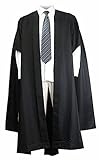 GradClassical Unisex Matte Graduation Gown Fluted Academic Master Ceremony Costume for Adults University UK Black Outfit (Black 45"(5'0"-5'2"))