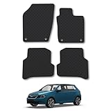 Skoda Fabia (2015-2021) Rubber Car Mats Accessories Tailored Fit Compatible Accessory Waterproof Protection Non-Slip Floor Mats Full Coverage Durable Front Rear Set Coverage with Clips