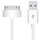Vibe USB Sync and Charging Data Cable for iPhone 4/4s, iPhone 3G/3GS, iPad 1/2/3, iPod, 30-Pin Cables Charger Lead - 1M White