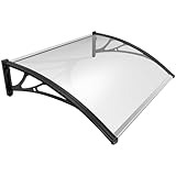 VOUNOT® Front Door Canopy Outdoor Awning, Rain Shelter for Back Door, Porch, Window, 120 x 80 cm, Black