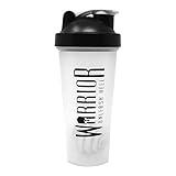Warrior Protein Shaker Bottle, Includes Wire Mixball Blender – 600ml – Perfect for Mixing Powdered Shakes, Clear, BPA Free, Dishwasher Safe