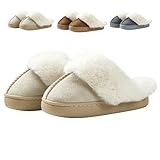 Fadezar Girls Boys Slippers kids Plush Warm Fluffy Slippers Memory Foam Fleece Slip-on House Shoes Indoor Outdoor Beige 1/1.5 UK (220mm)