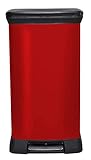 CURVER Metal Effect 70% Recycled Kitchen Pedal Touch Deco Bin 50 Litres - Red