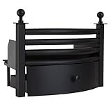 Fire Vida Laxton Solid Fuel Fireplace Grate – Cast Iron Fire Grate with Integrated Ash Pan & Fire Front – Black for Open Fires, Coal & Log Burners