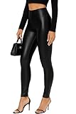 Re Tech UK - Women’s Wet Look Leggings | PVC Shiny Black Latex Pants for Clubbing, Going Out, Night Out Outfits | Faux Leather PU Trousers, Gothic High Waist Leggings, (12-14, Black)