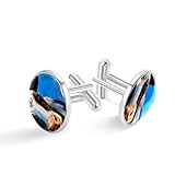 cattle　Oil painting Personalized Silver cufflinks for Tuxedo Shirt