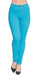 H&F Women’s Plain Skinny Jeggings for Women UK Mid Waist Stretch Fit Jeans Denim Legging Trousers with Pockets (as8, Numeric, Numeric_12, Regular, Regular, Turquoise)