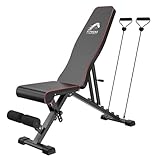 Dskeuzeew Adjustable Weight Bench, 660LBS/300KG Stable Strength Gym Bench with Resistance Bands, Fast Folding Incline/Decline Multi-Position Adjustable Gym Bench for Home Full Body Workout