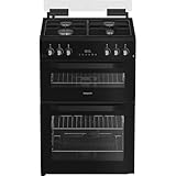 HTG6GDCB1 Gas Cooker with Separate Grill – 60cm Freestanding Oven & Grill, 4 Burner Hob, LPG Convertible, Cast-Iron Pan Supports, Easy Clean, Black – A+ Energy Rated