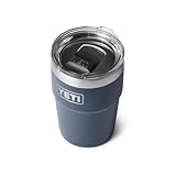 YETI Rambler Cup, Vacuum Insulated Stainless Steel Stackable Cup with Magslider Lid, Navy, 16 oz (473 ml)