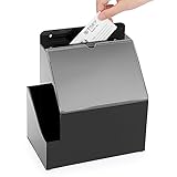 SUMTree Acrylic Wall Mountable Ballot Donation Box with Lock and Sign Holder - Lockable Charity Box for Promotions Suggestionsand More(Black) (black)
