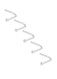 5/925 Solid Sterling Silver Tiny 1.5 mm Ball L Shape Screw Nose Studs