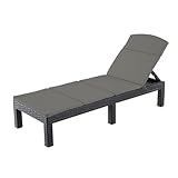 simpa Adjustable Outdoor Garden Sun Lounger with Cushion - Graphite Grey