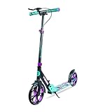 Zinc Verge Pro Kids Scooter – Big Wheel Kick Scooter for Ages 6+, Foldable 2-Wheel Scooter with 200mm Wheels, Lightweight, Height Adjustable, Rear Footbrake, Supports up to 100kg, Black & Green