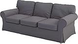 HomeTown Market Durable Fabric Sofa Cover Replacement Compatible for IKEA Ektorp Sofa. Slipcover Only. Sofa Not Included. (Polyester 3 Seat Dark Gray)