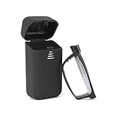 MMOWW Folding Reading Glasses, Portable Pocket for Men and Women Blue Light Blocking Compact Reading Aid Foldable Reading Glasses With Flip Case (Black, +1.5)