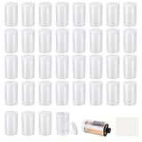 Amentalove 36Pcs Film Canisters 35mm, Film Canisters with Lids, Plastic film canisters, film Jars with Lid, Waterproof film Canister with Sticker for Scientific Activity Small Accessories (Clear)