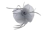 Finecy In - Ladies Women Occasion Wedding Hat Fascinator Royal Ascot Races Fancy Dress with Clip & Aliceband (Light Grey)