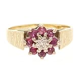 Women's 18Carat Yellow Gold Ruby & Diamond Cluster Ring (Size O) 10x10mm Head | Luxury Ladies Ring