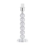 Happy Homewares Contemporary Clear K9 Crystal Glass Table Lamp Base with Faceted Spheres and Chrome Trim | 1 x E14 60w Maximum | 32cm Height
