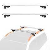 Amazon Basics Cross Rail Roof Rack, 132 cm, Fits up to 117 cm Spans between Raised Side Rails with Gap, Pack of 2, Black/Silver