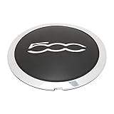 Center Wheel Hub Cap With Chrome Trim 68078419AC for FIAT 500 (White Circle White Letter)