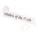 Mother of the Bride Sash, Wedding Engagement Ceremony Bridal Shower Hen Party Decorations (1 Pack) (White Mother of Bride)