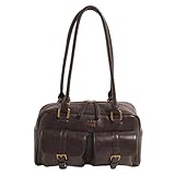 Fiorky Retro Handbag Women Crossbody Bag Ladies Shoulder Bag Boston Tote Bag for Women with Multi-Pockets Shoulder Bag PU Leather Vintage Handbag Solid Clutch Purse for Travel Work Shopping