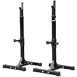 Yaheetech Adjustable Squat Rack, Multifunctional Heavy Duty Barbell Stand, Strength Training Dip Station, Fitness Power Rack Weight Bench Support for Home Gym, Max Load 250kg, Height 114-179cm