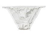 LSHARON Women's Sexy 100% Mulberry Silk Thong G-String Lingerie Underwear Briefs Panties (M(Tag L), White)