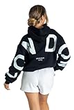 London Hoodies for Women UK Oversized Sweatshirts Letter Print Pullover Hoodie Women With Pocket and Drawstring XXL Black