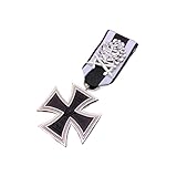 Gold Oak Leaf German Medals Second Class Iron Cross Badge 1914 Medal Commemorative Medal Pendant Accessories(Silver)