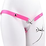 Sissy Men Flat Cage with Elastic Waist Belt, Male Flat Devices for Cross-Dressing Role Play, Metal Negative Inverted Cage - HA02 (Pink)