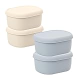 Reusable Snack Containers, 4PCS Silicone Small Food Storage Boxes with Lids Stackable Leakproof Sauce Pots for Microwave Freezer Dishwasher 200mL