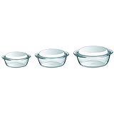 Pyrex Essentials - Set of 3 glass casseroles high resistance 1,4L/2,1L/3L