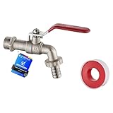 Ibergrif M22201 Garden Tap with Connector, G1/2 Inch Inlet and G3/4 Inch Outlet Outside Taps, Antifreeze -10 ℃, High Temperature Resistance 120 ℃ Single Tap Ball Valve Outside Faucet, Brass