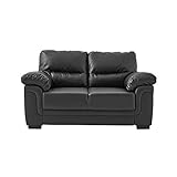 Panana Modern Compact Faux Leather 2 and 3 Seater Sofa, Chaise Group Settee Couch with Wood Frame for Living Room, Black (Black, 2 Seater)