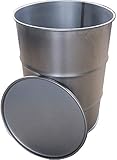 Heavy Duty 205 Litre Steel Drum 45 Gallon Closed Lid Container Ideal for Homemade Charcoal BBQ Smoker Barrel Barbecue Cooker Outdoor Portable Garden Drum - 205L