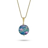 Venetiaurum - Necklace with Pendant with Illustration of "Water Lilies" by Monet in Original Murano Glass and 925 Silver - Made in Italy Certified Jewel